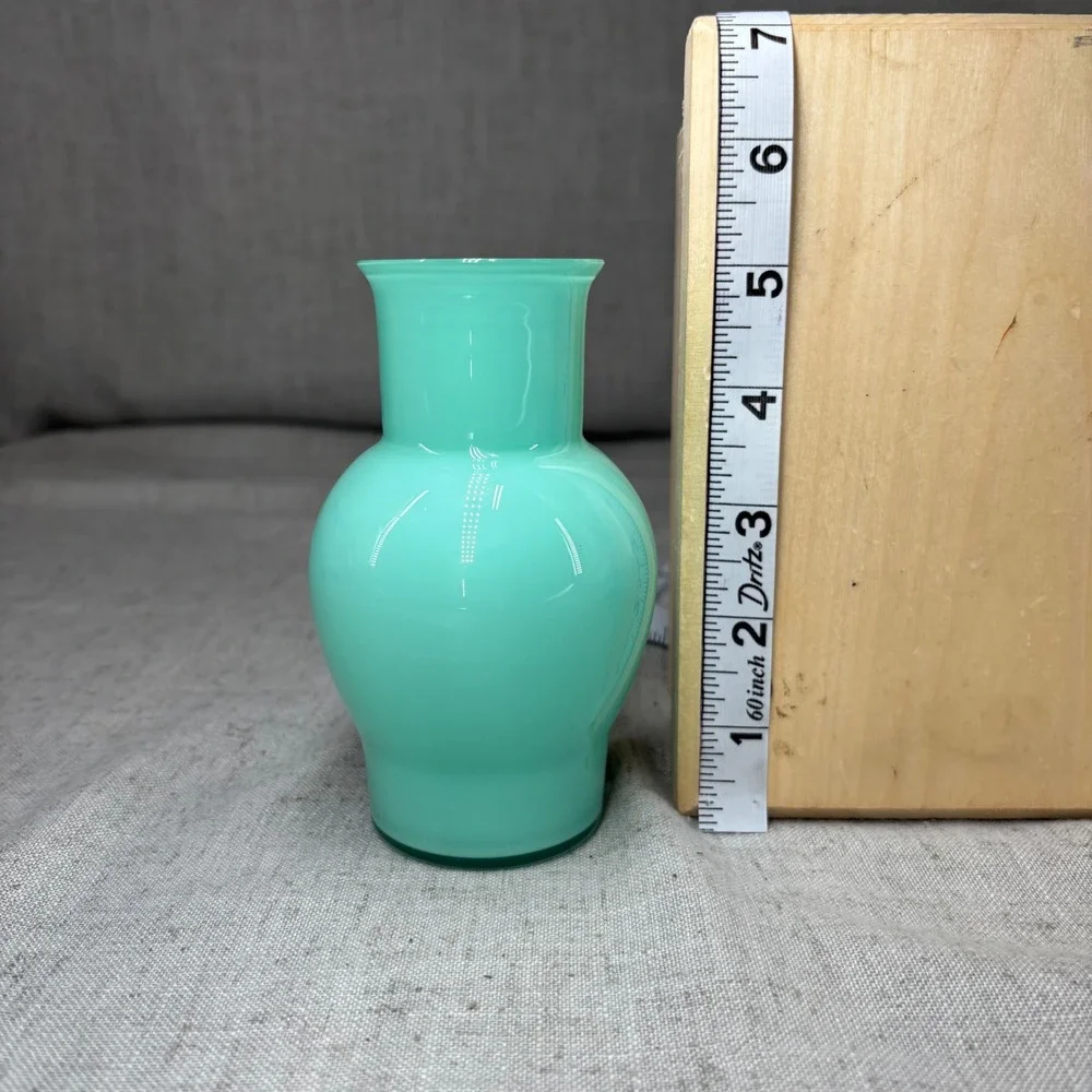 Carlo Moretti Murano Italy Turquoise Mint Opaline Hand Blown Glass Vase MCM 5